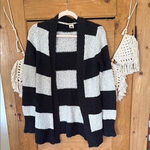 Roxy Black and Gray knitted Striped Cardigan medium